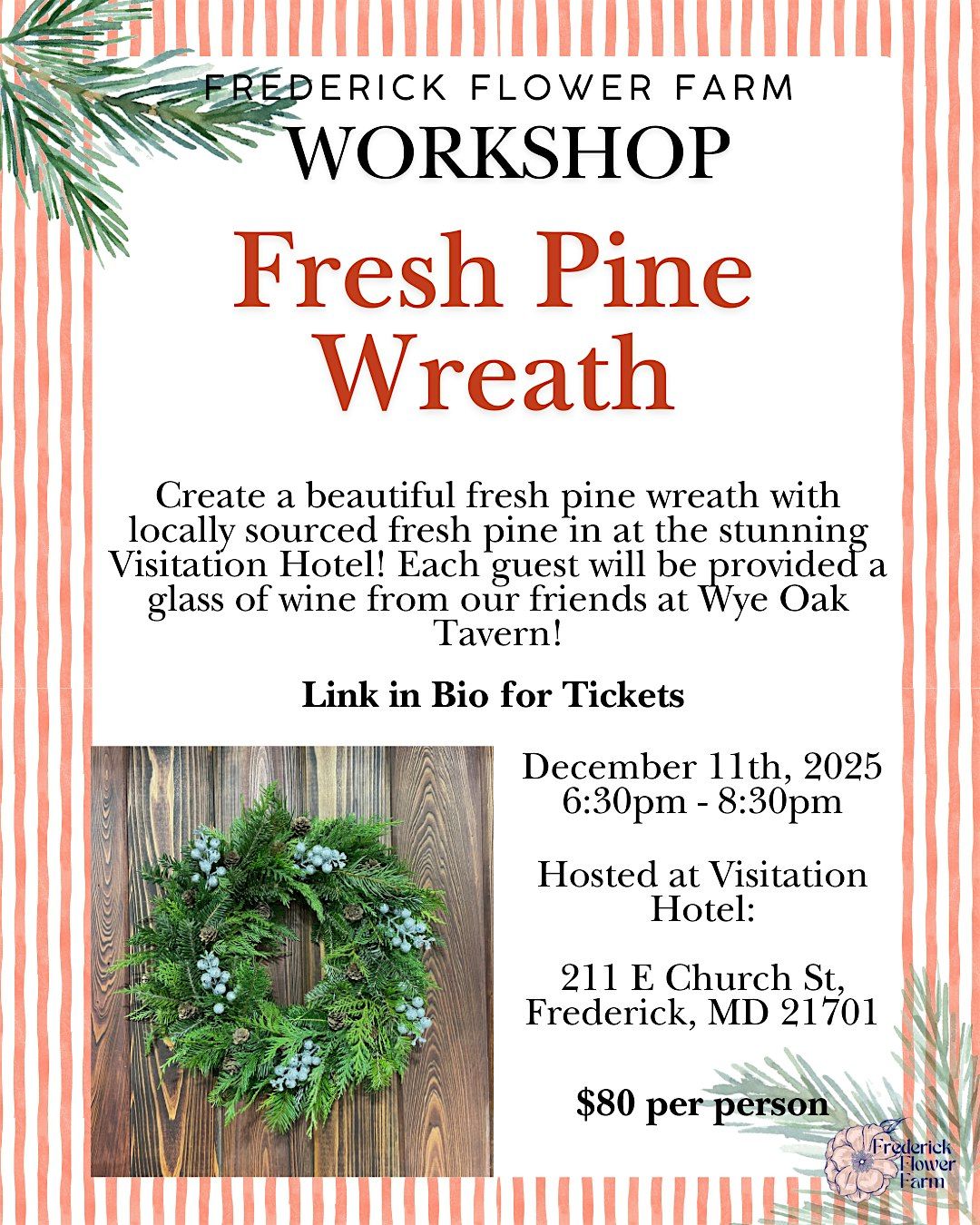 Winter Wreath Workshop at The Visitation Hotel, 11 December | Event in Frederick | AllEvents