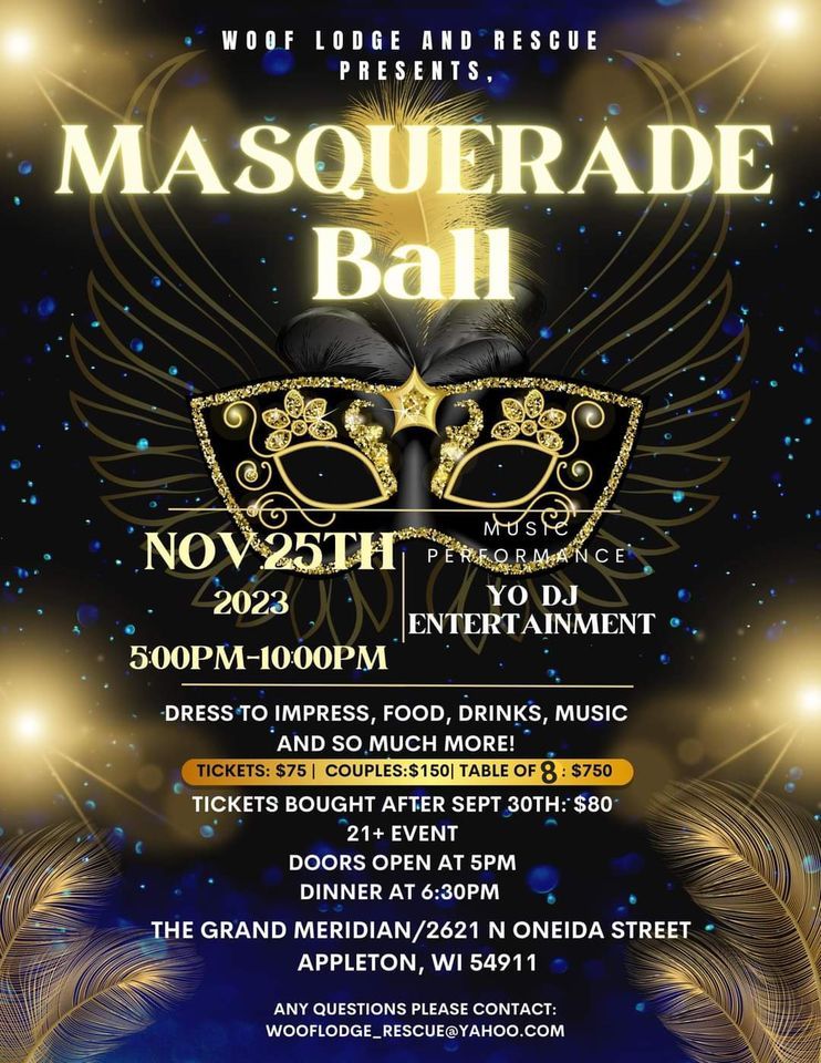 Masquerade Ball Fundraiser for Woof Lodge & Rescue, The Grand Meridian