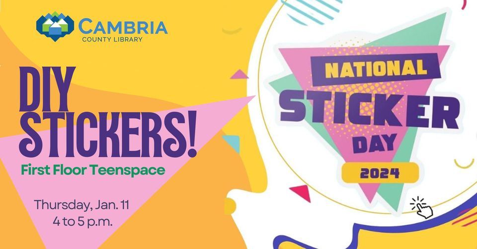 DIY Stickers, Cambria County Library, Johnstown, January 11 2024