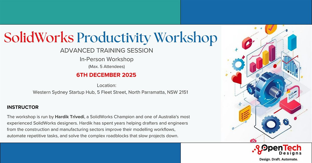 SolidWorks Productivity Workshop (Pilot Event), 6 December | Event in North Parramatta | AllEvents