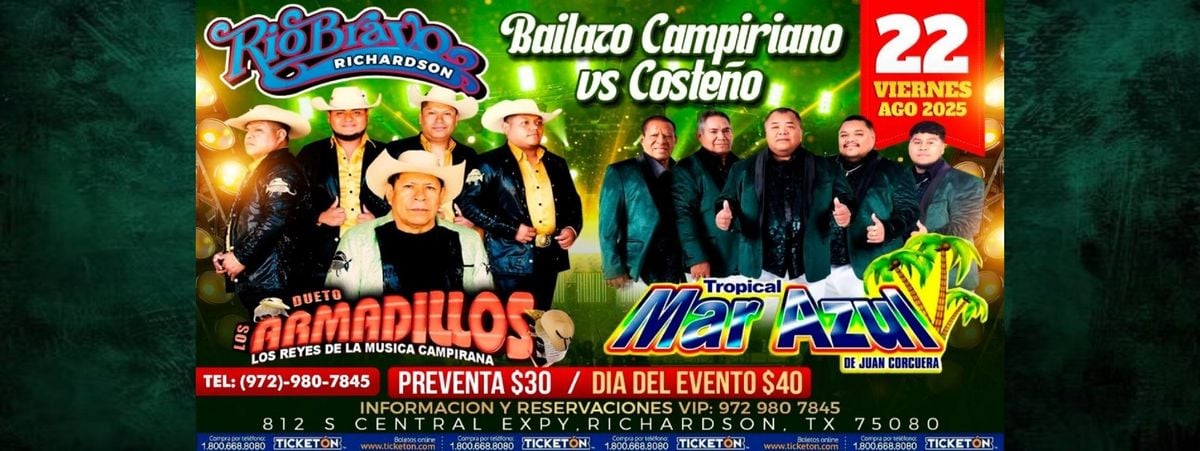 DUETO LOS ARMADILLOS & TROPICAL MAR AZUL, 22 August | Event in Richardson | AllEvents