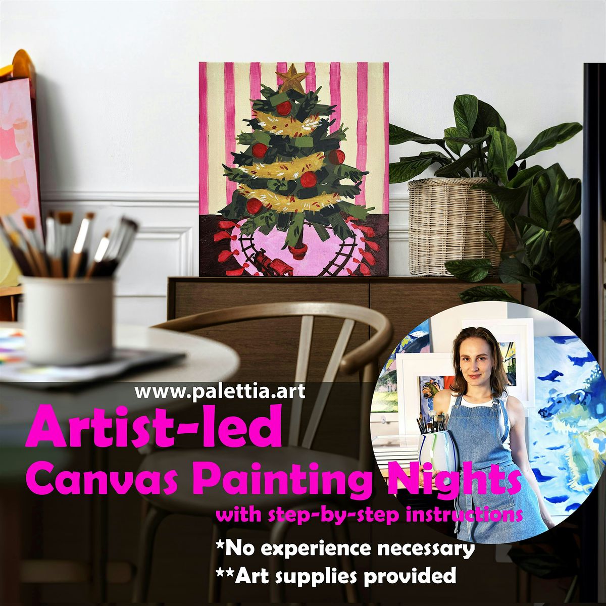 CHRISTMAS Painting Night Event in gallery. Sip and Draw activity Vancouver, 20 December | Event in Vancouver