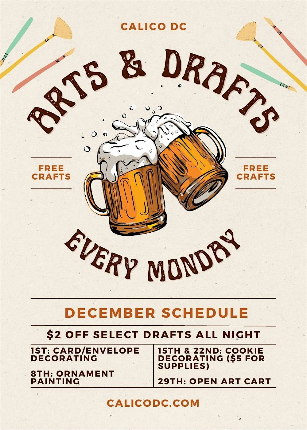 "Arts & Drafts" at Calico (Open Art Cart), 29 December | Event in Washington | AllEvents