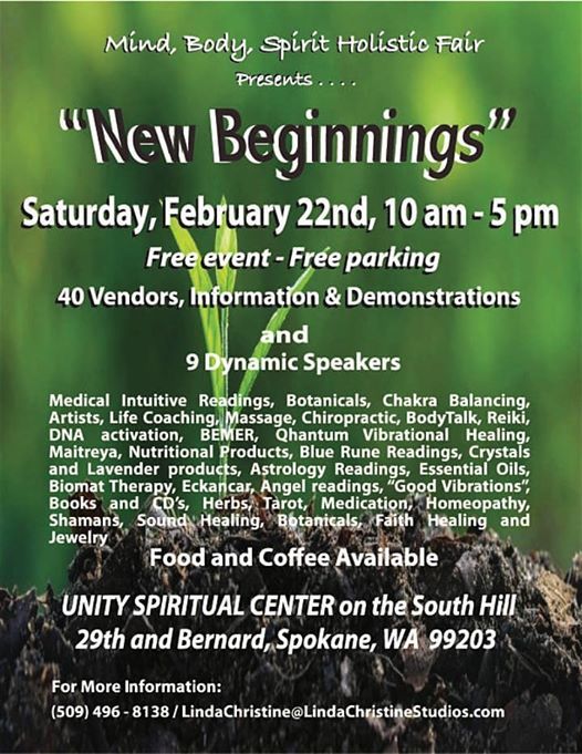 New Beginnings Mind Body Spirit Holistic Fair 2900 S Bernard St Spokane Wa 99203 1736 United States February 22 2020 Allevents In Holistic Festival Spokane 2022