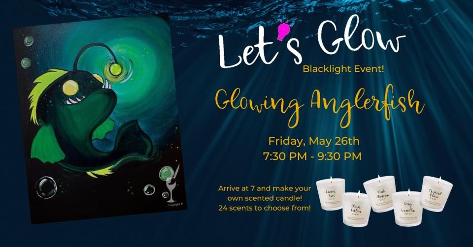Glowing Anglerfish Blacklight event, add a candle!, Painting with a