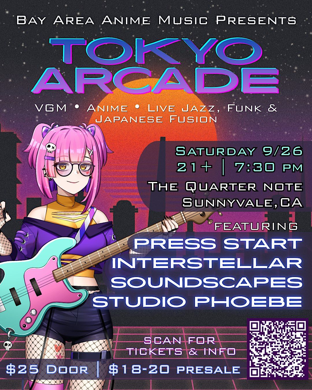 アニメ PARTY TIME + SunnyVale Tokyo Arcade, Quarter Note Bar & Grill, Sunnyvale, 26 September