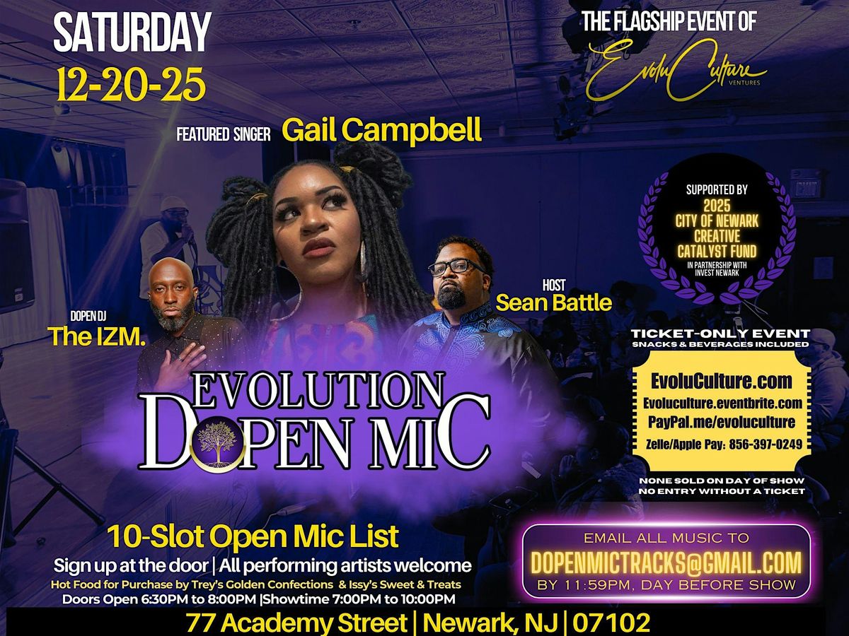 Evolution Dopen Mic 12/20 (Feat. Gail Campbell), 20 December | Event in Newark | AllEvents