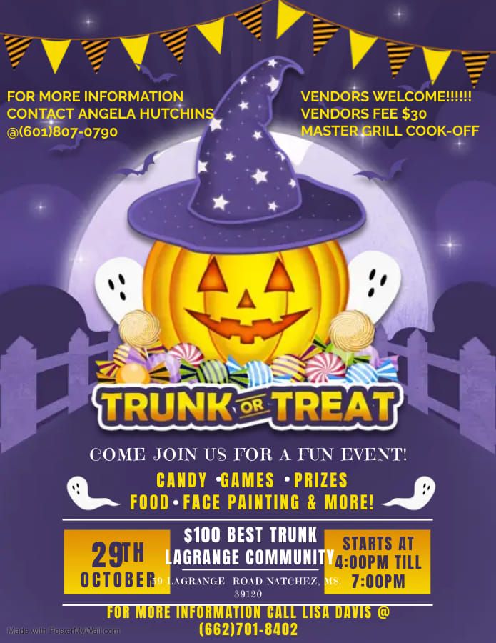 Lagrange Annual Trunk or Treat, Lagrange In Natchez, Ms, October 29