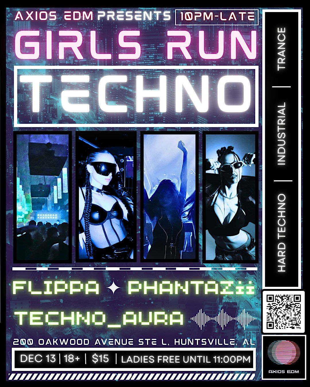 AXIOS EDM PRESENTS: GIRLS RUN TECHNO, 12 January | Event in Huntsville | AllEvents