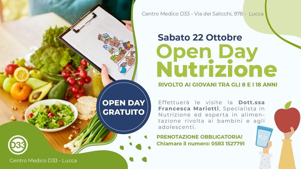 J'ai Lu Pour Elle à Paraitre 2022 Giornata della Nutrizione - OPEN DAY GRATUITO rivolto ai giovani tra