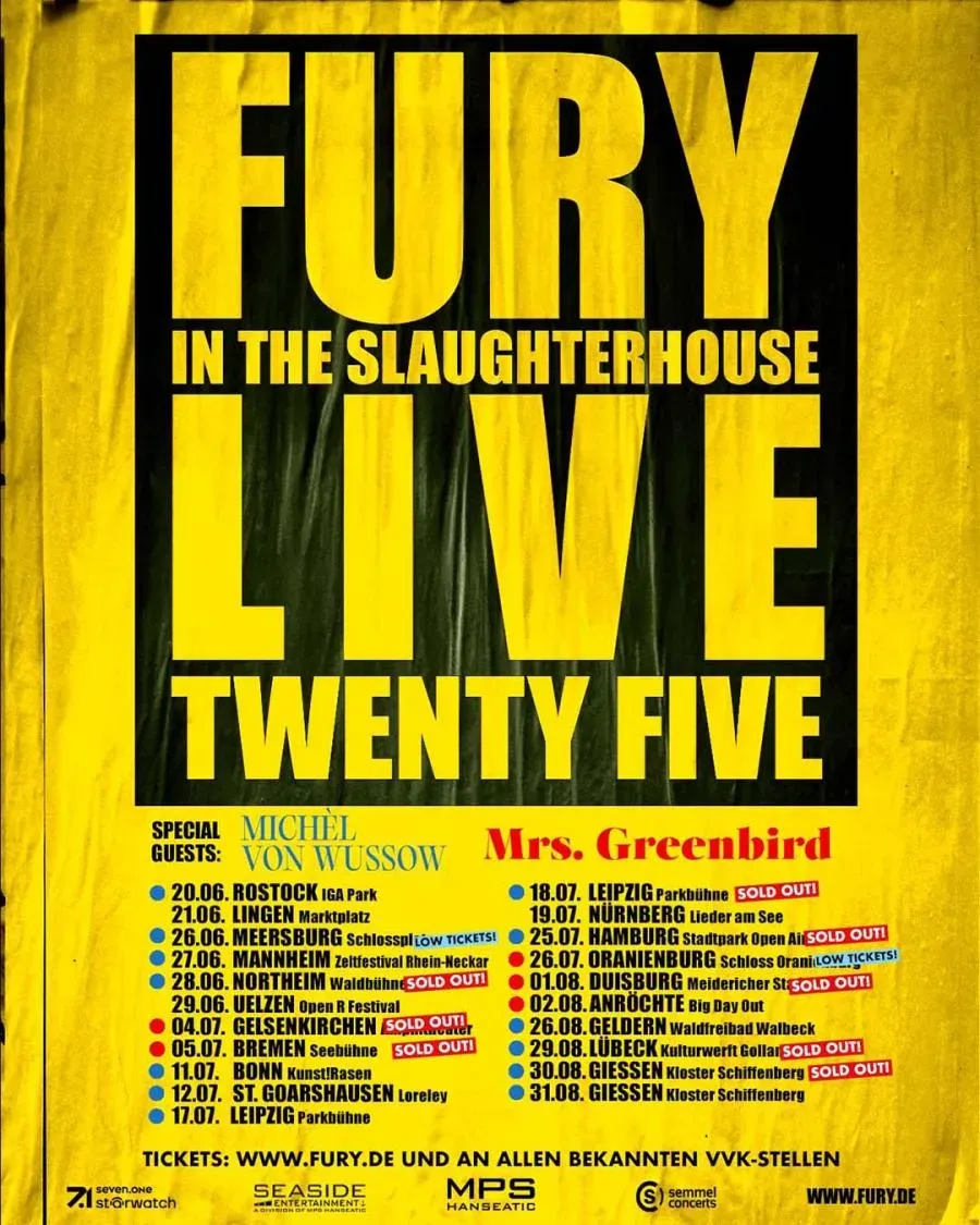Fury in the Slaughterhouse at Sparkassen-Arena Aurich, 2 May | Event in Aurich | AllEvents