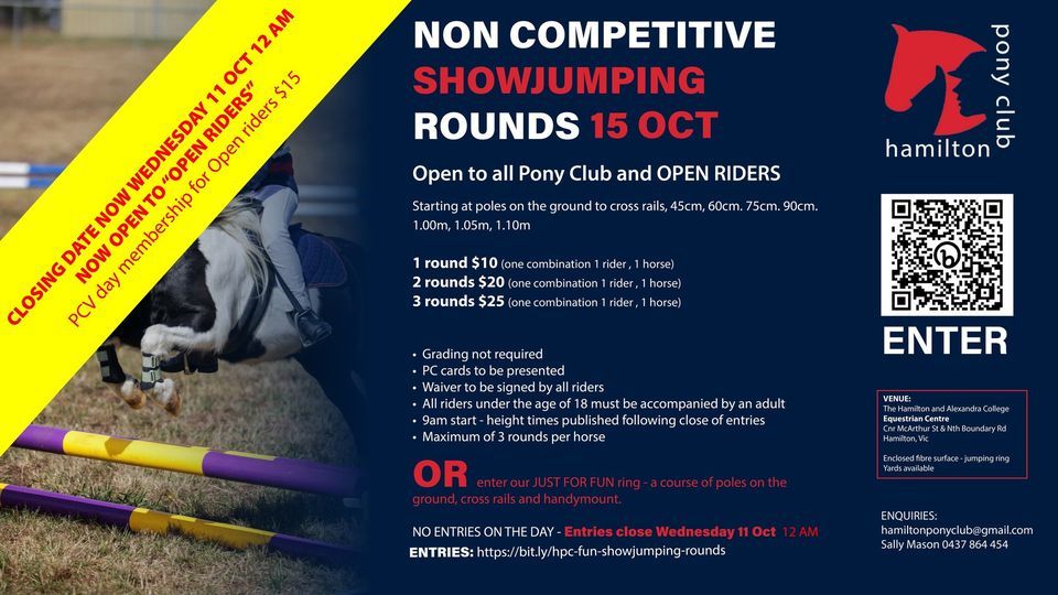 Hamilton Pony Club Non Competitive Showjumping Rounds, Hamilton