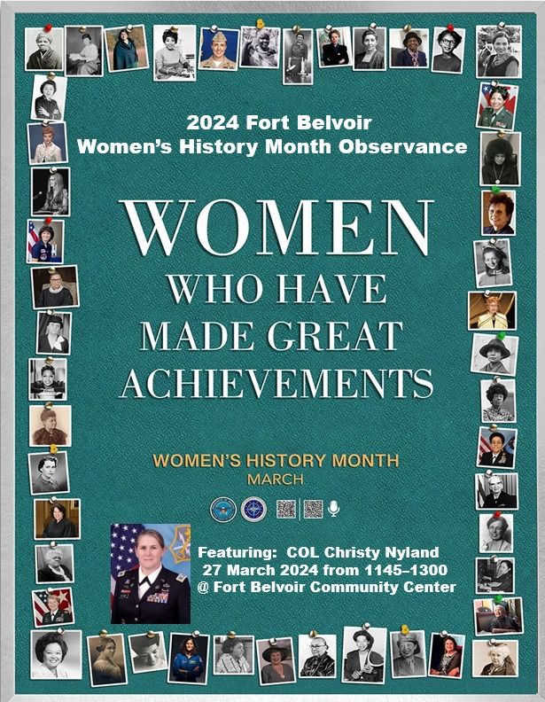 Fort Belvoir Garrison Womens History Observance 2024, Fort Belvoir Community Center, Hybla