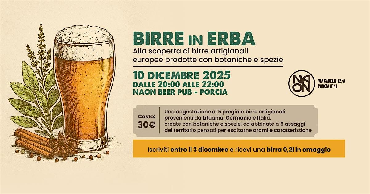 Serata degustazione: Birre in Erba, 10 December | Event in Porcia | AllEvents