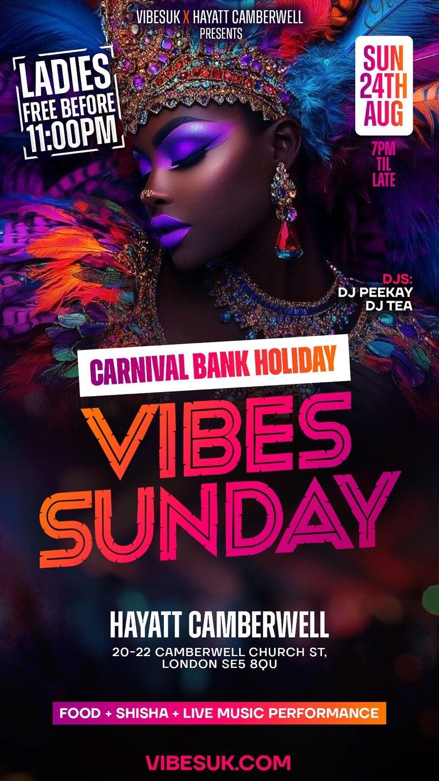 VIBES SUNDAY - CARNIVAL AFTER PARTY , 24 August | Event in London | AllEvents