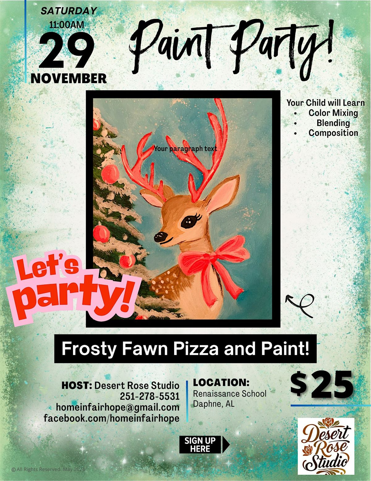 Frosty Fawn Pizza and Paint Party! | Event in Daphne | AllEvents