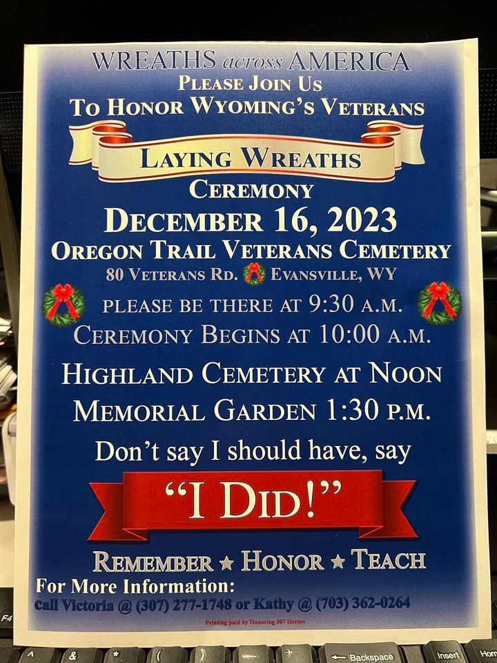 Wreaths Across America Wreath Laying Ceremony , Oregon Trail Veterans Cemetery, Evansville