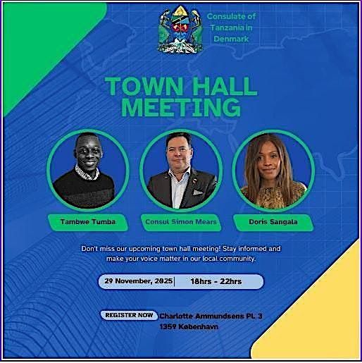 Town Hall Meeting with Consulate of Tanzania in Denmark, 29 November | Event in Copenhagen  | AllEvents