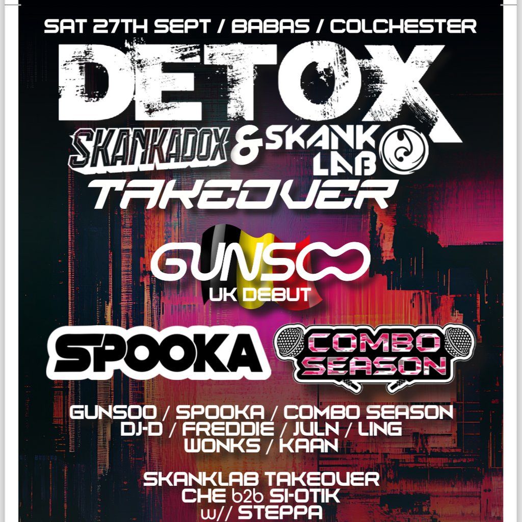 DETOX @ Babas Bar// GUNSOO UK DEBUT, 27 September | Event in Colchester | AllEvents
