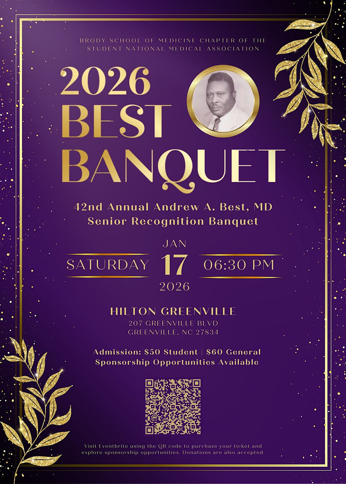 The 42nd Annual Andrew A. Best, M.D. Banquet - Senior Recognition Banquet, 17 January | Event in Greenville