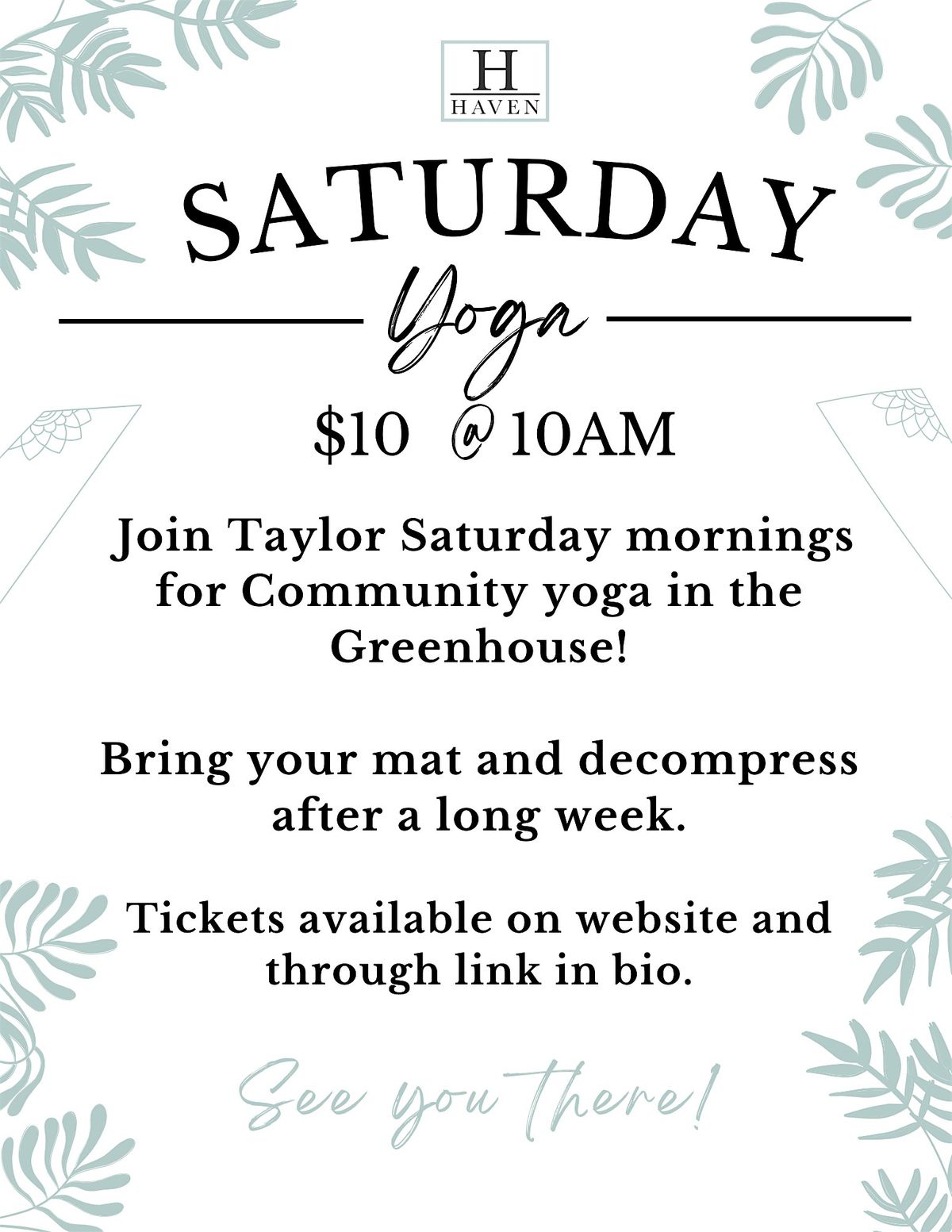 Saturday Yoga In The Greenhouse!, Haven Farm, Knightdale, February 24