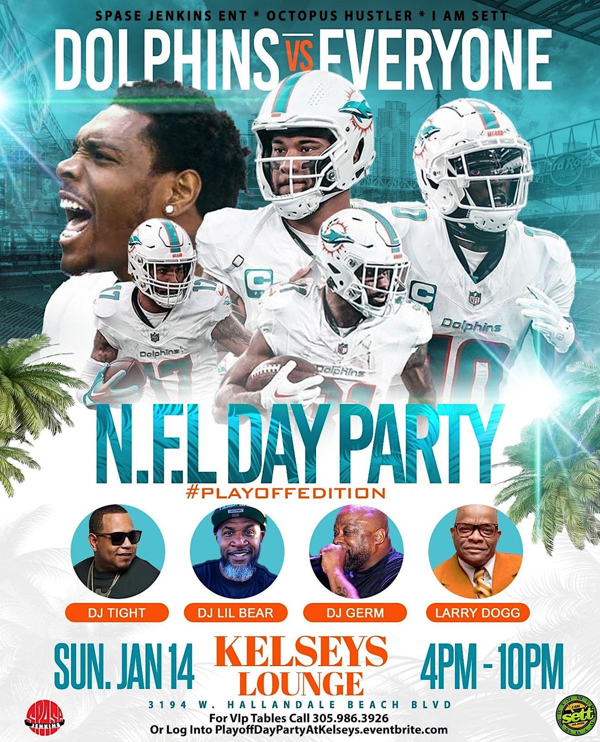 Dolphins Vs Everybody Dayparty, Kelsey Lounge, Hallandale, January 14