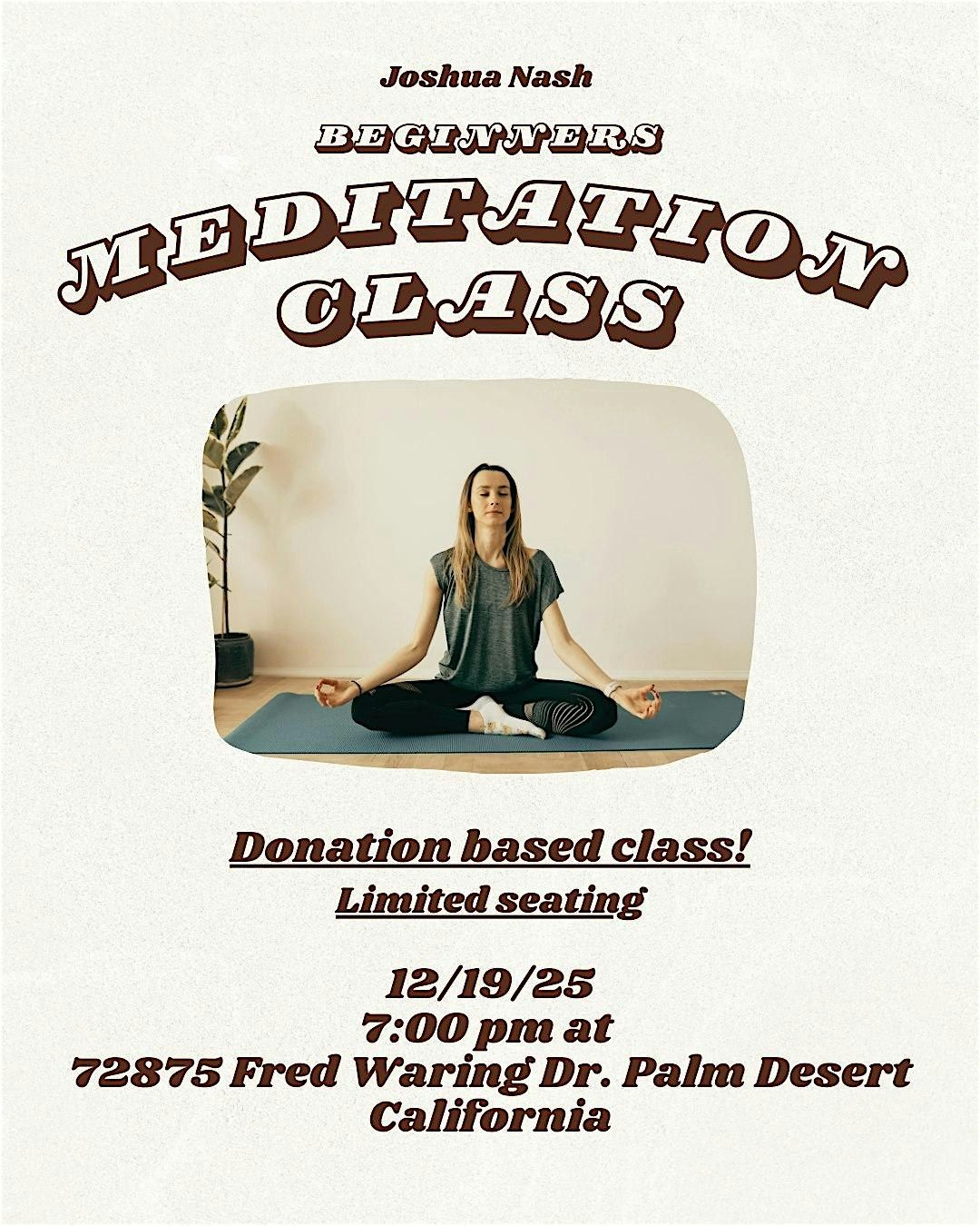 Beginners Meditation, 19 December | Event in Palm Desert | AllEvents