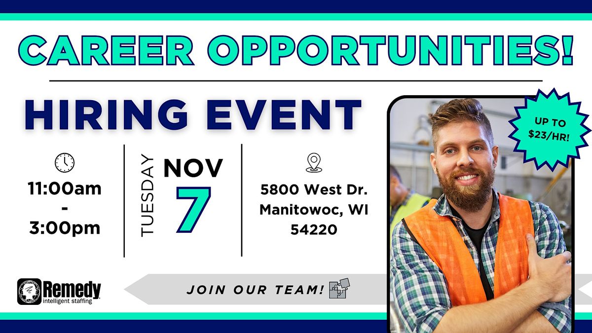 Remedy Intelligent Staffing Hiring Hiring Event!, 5800 West Dr
