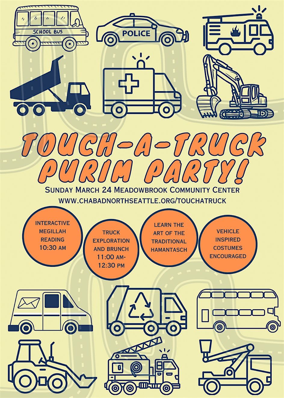Touch A Truck Purim Celebration!, Meadowbrook Community Center, Seattle