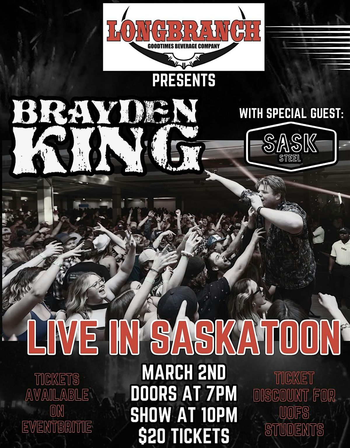 Brayden King Live at the Longbranch with Guests: Sask Steel, Long ...