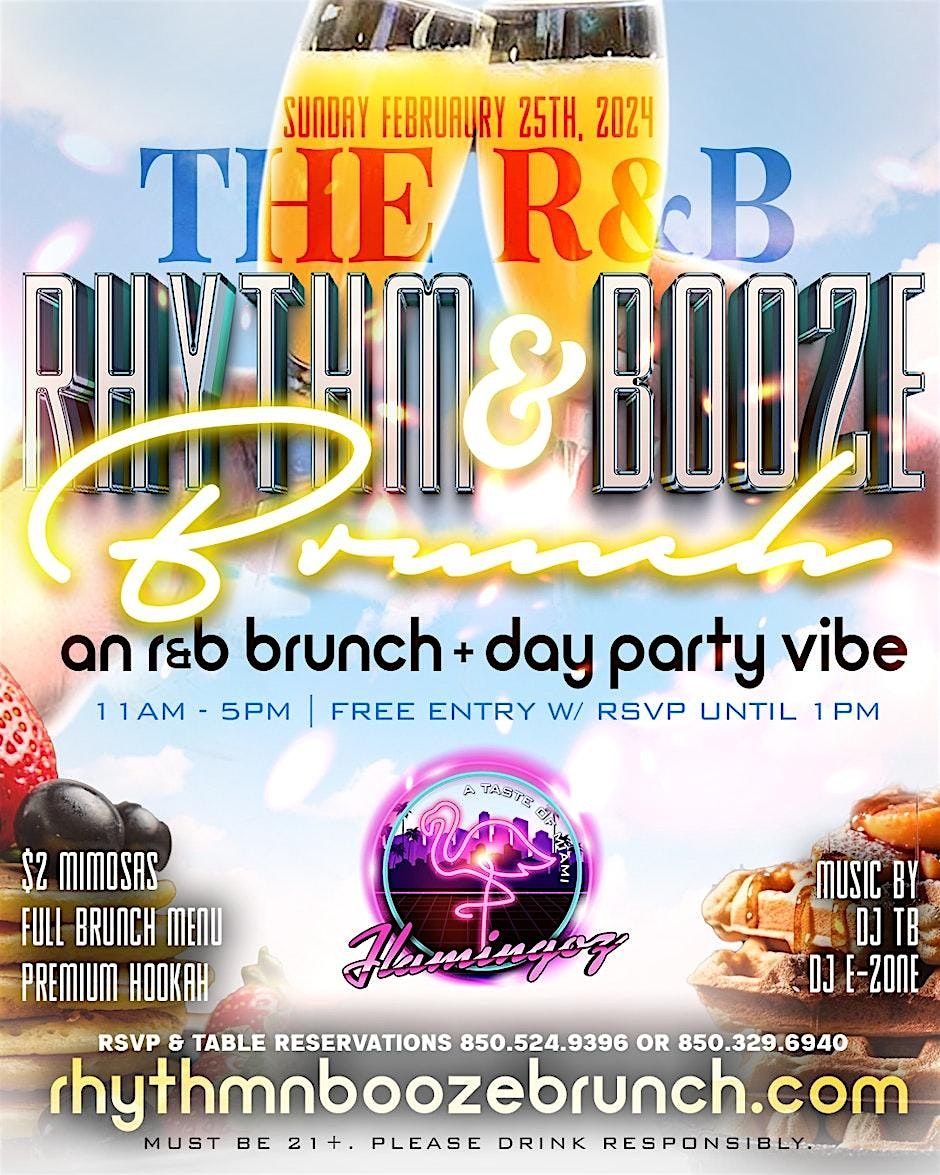 The R&B “Rhythm & Booze” Brunch + Day Party @12pm to 6pm, 25 February | Event in Tallahassee | AllEvents