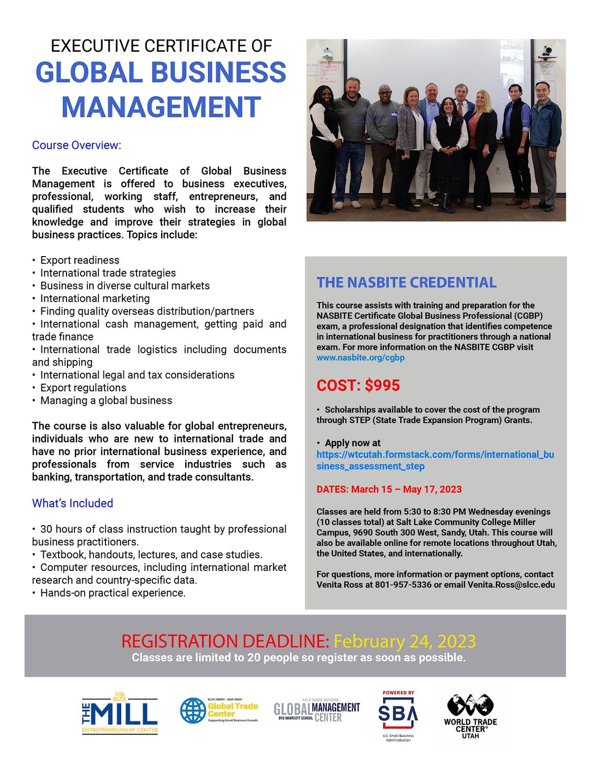 Executive Certificate of Global Business Management Info Session, Salt