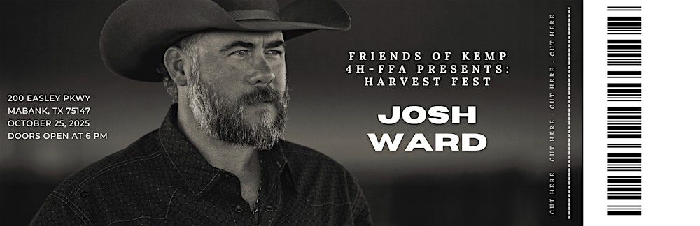 Friends of Kemp 4H-FFA Presents: Harvest Jam with Josh Ward in Mabank, 25 October | Event in Mabank | AllEvents