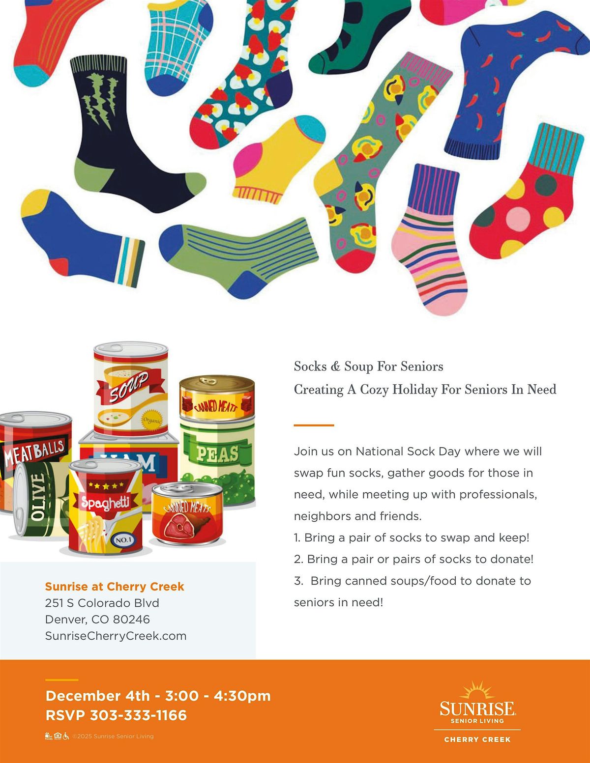 Socks & Soup for Seniors - Creating A Cozy Holiday For Seniors In Need, 4 December | Event in Denver | AllEvents