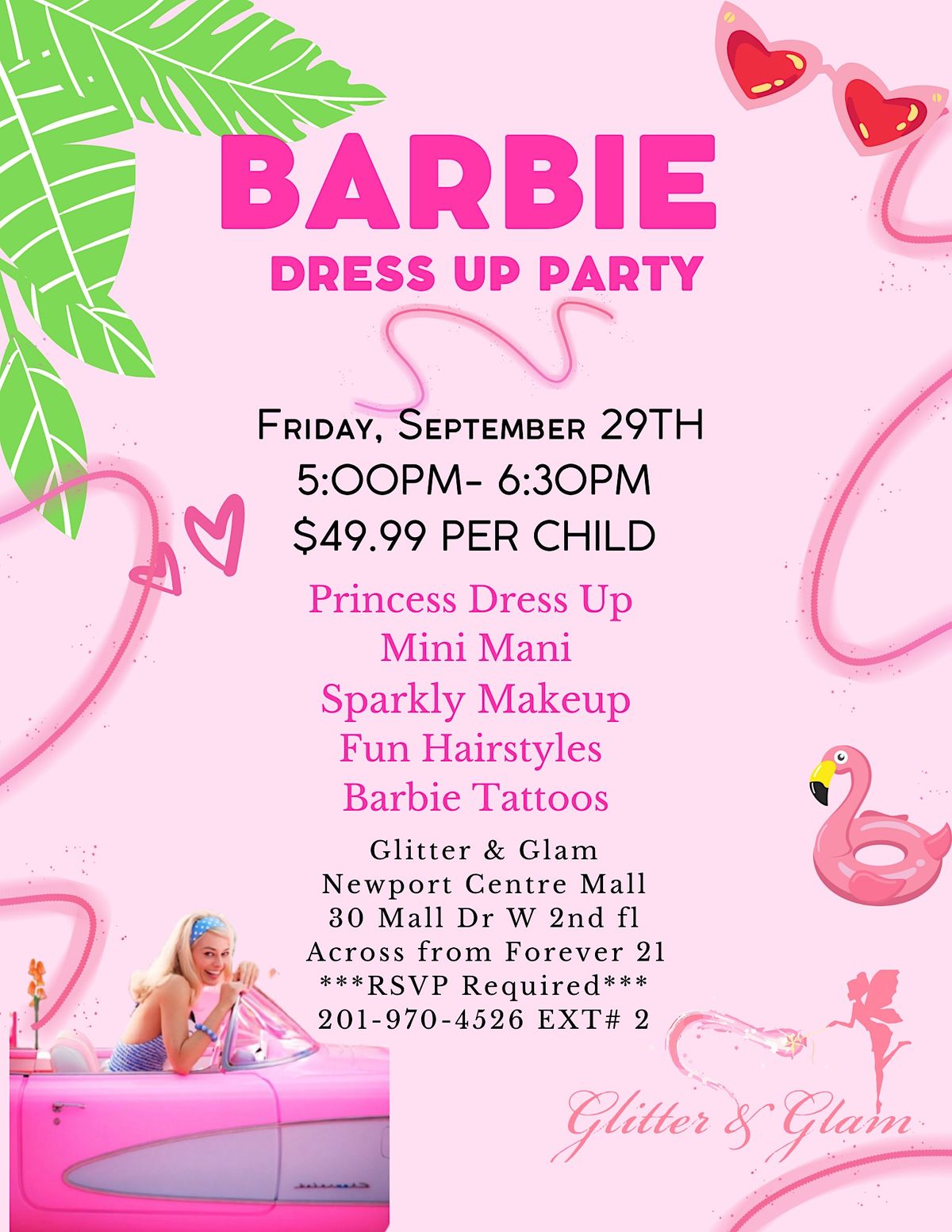 Barbie Dress Up Party, Glitter & Glam Newport Centre Mall, Jersey