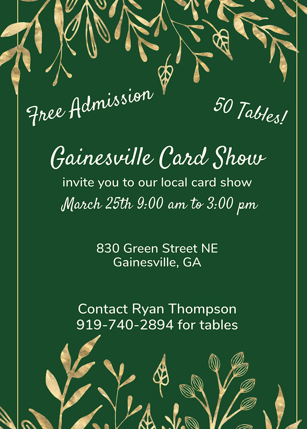 Gainesville Card Show, 830 Green St NE, Gainesville, March 25 2023