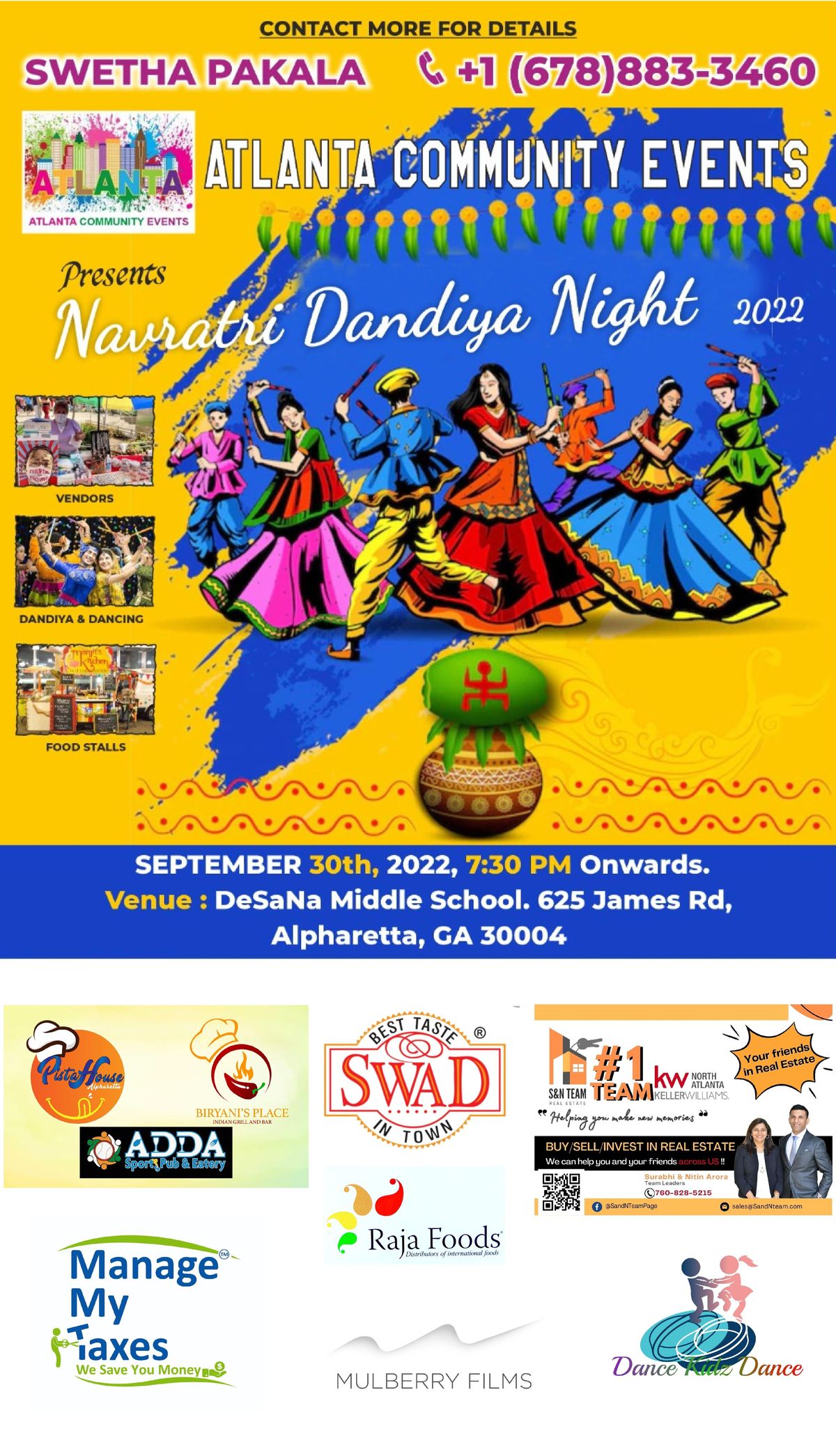 Navratri Dandiya Night - SEP 30, 7:30 PM Onwards (Early bird Pricing now), DeSana Middle School