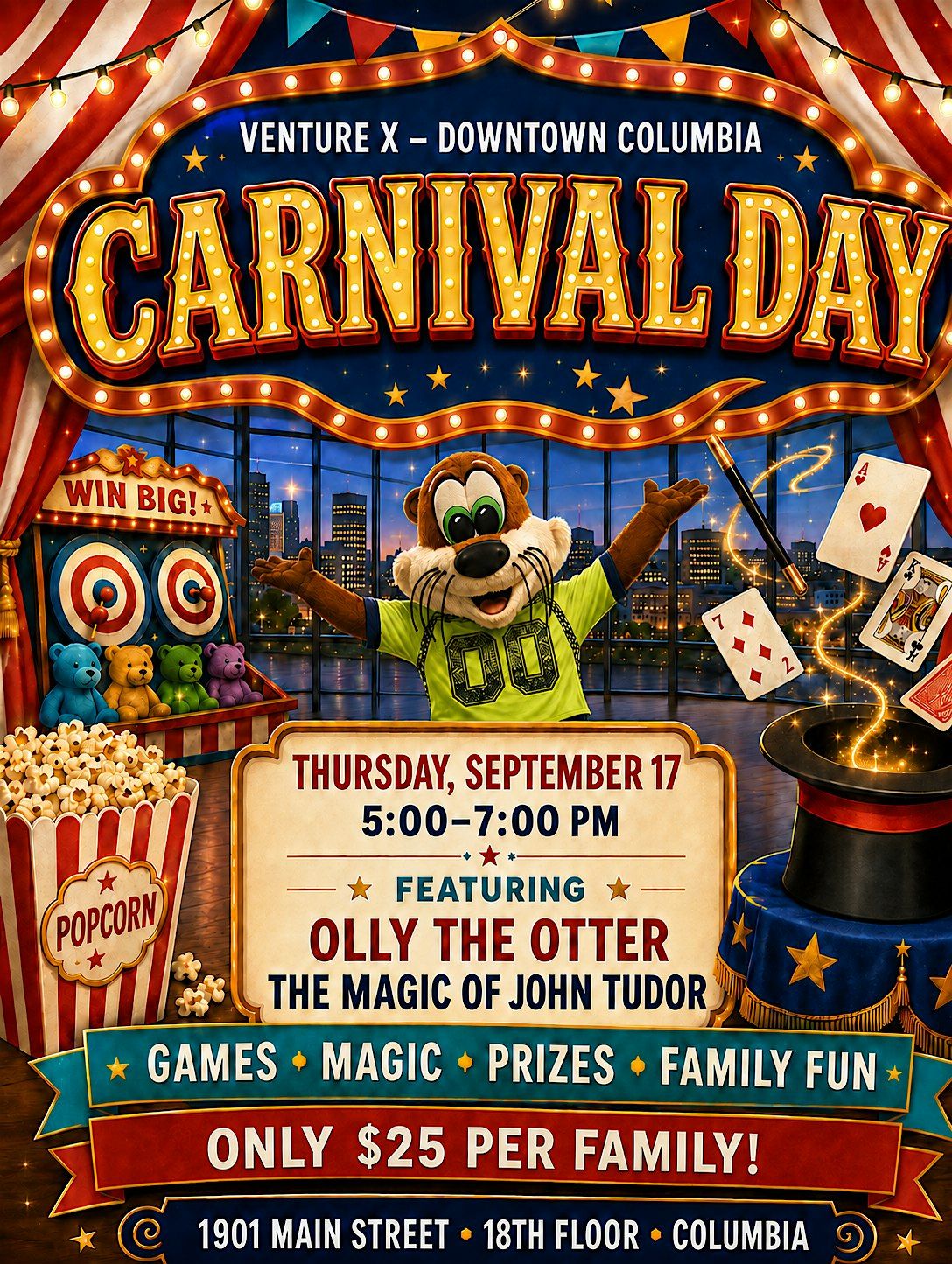 Carnival Day at Venture X with Olly the Otter and Magic by John