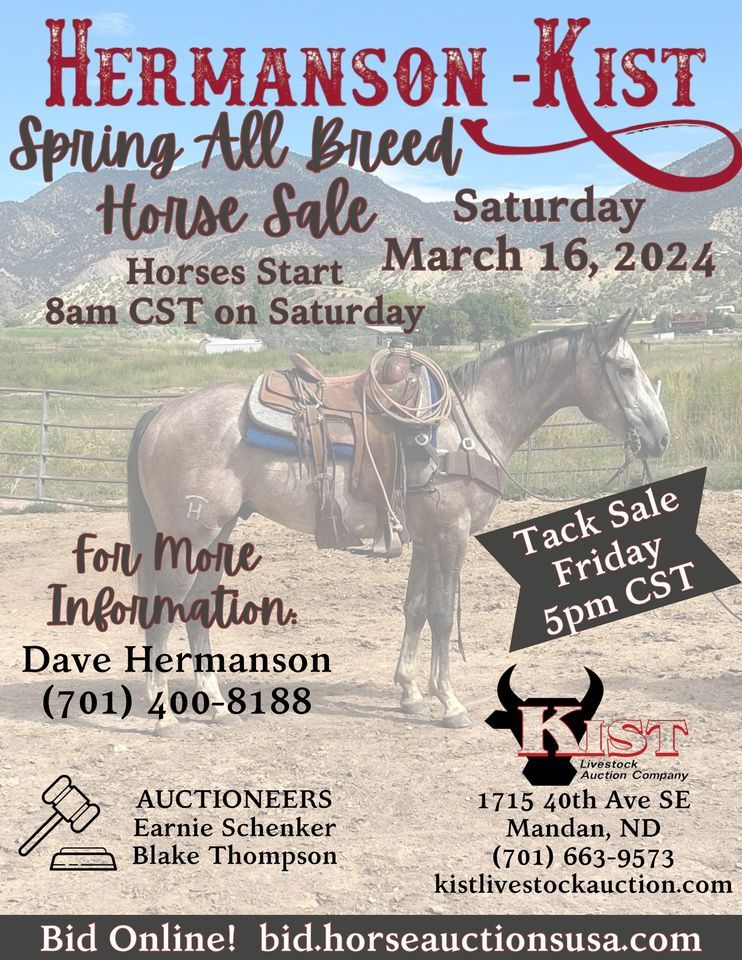 HermansonKist Spring All Breed Horse Sale, Kist Livestock, Mandan