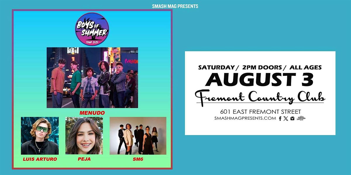 Boys of Summer Tour 2024 feat MENUDO (All Ages), Fremont Country Club ...