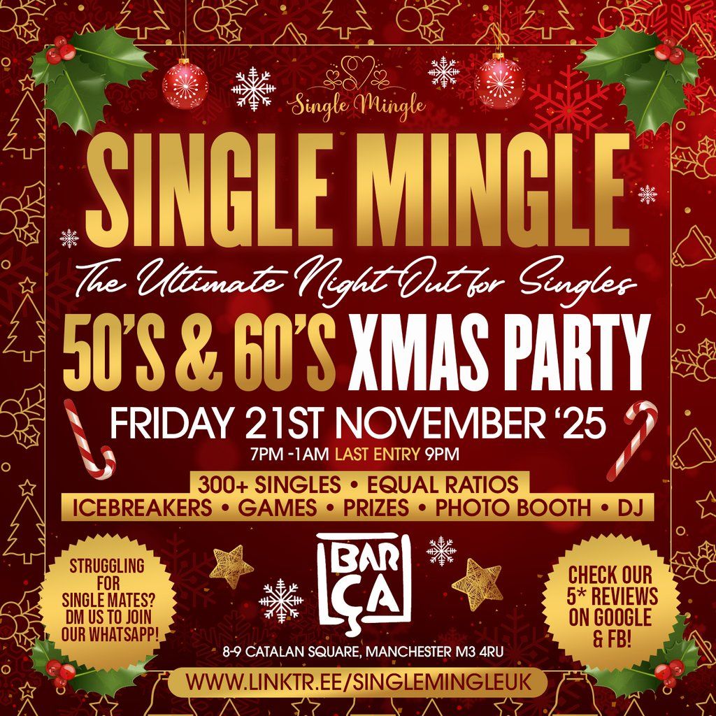 Single Mingle - 50's & 60's - Xmas Party - 21st November 2025 | Event in Manchester | AllEvents