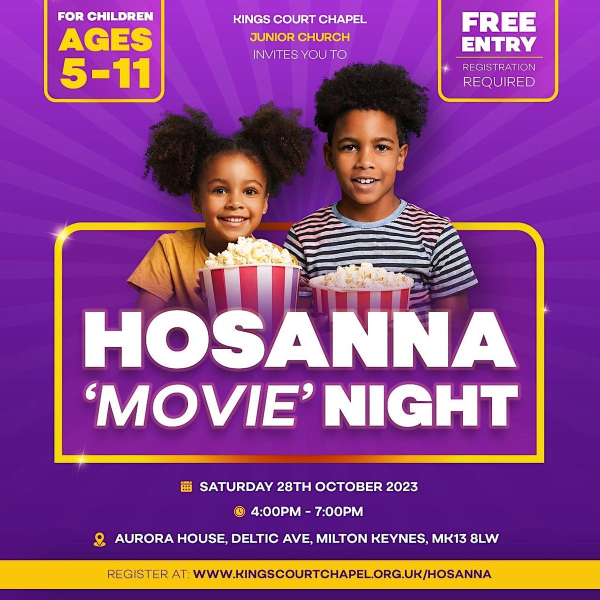 Hosanna Movie Night 2023, Aurora House, Rooksley, October 28 2023