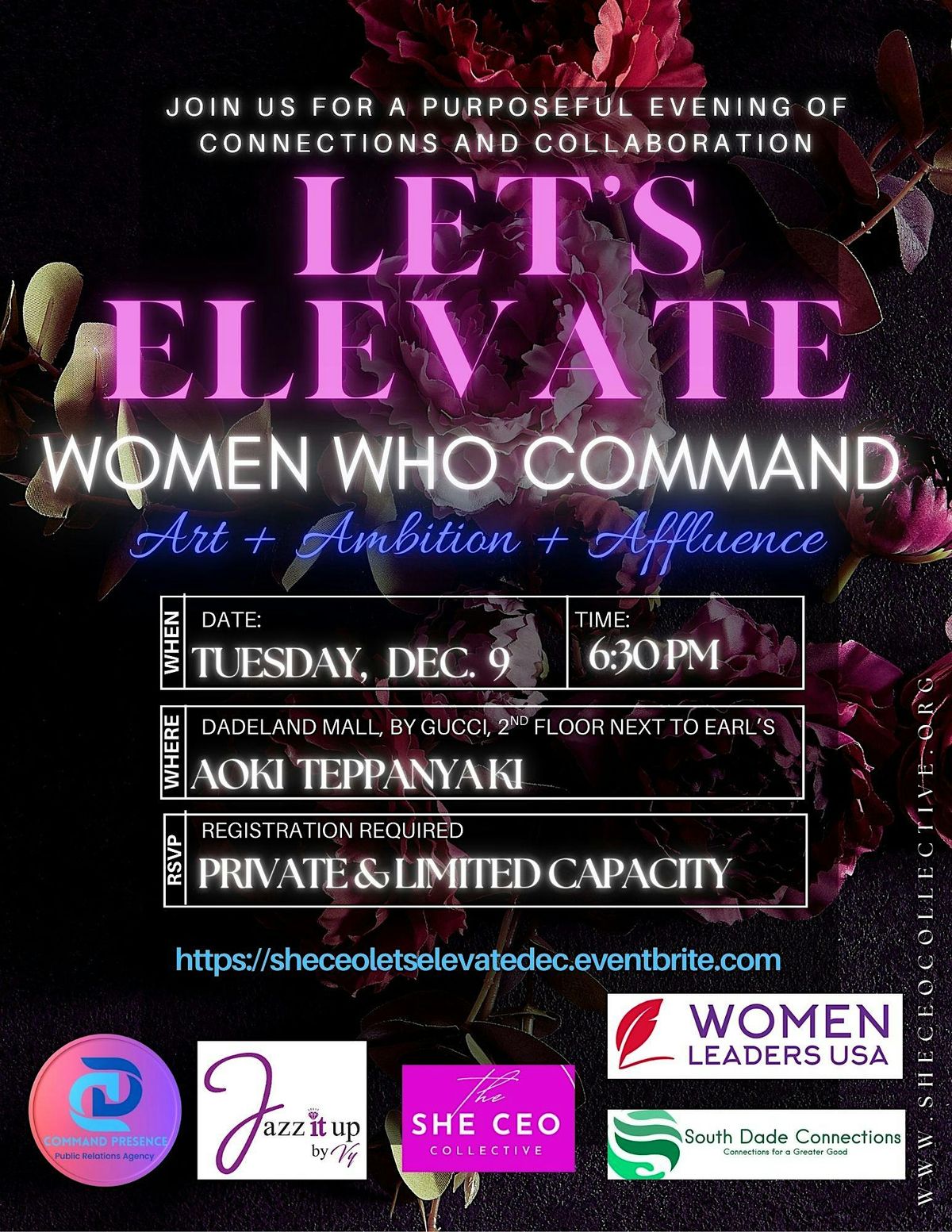 She CEO Collective Let's Elevate Networking Night, 9 December | Event in Miami | AllEvents