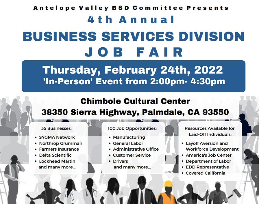 4th Annual Business Services Division Job Fair, 38350 Sierra Hwy