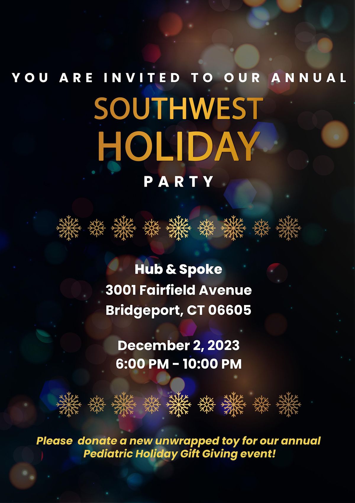 2023 Southwest Holiday Party, Hub and Spoke, Bridgeport, December 2