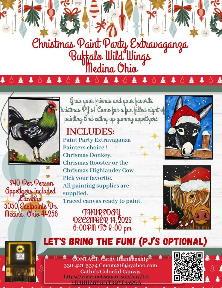 Christmas Paint Party Extravaganza, Buffalo Wild Wings Medina, OH
