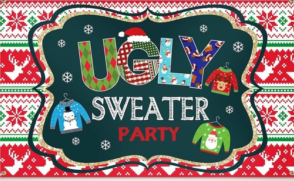 Ugly Christmas sweater theme night, Giggles DropIn Childcare of
