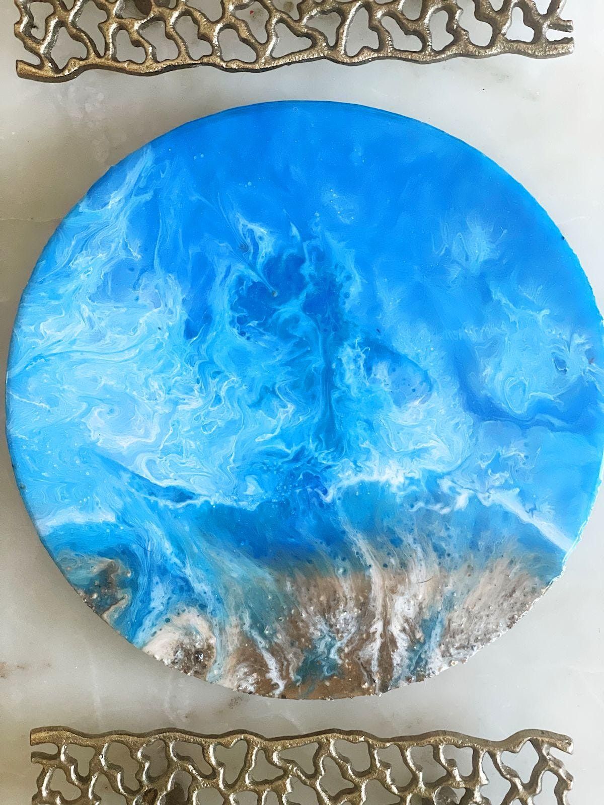 Art class. Resin art class. Ocean on a board. We will make a resin art