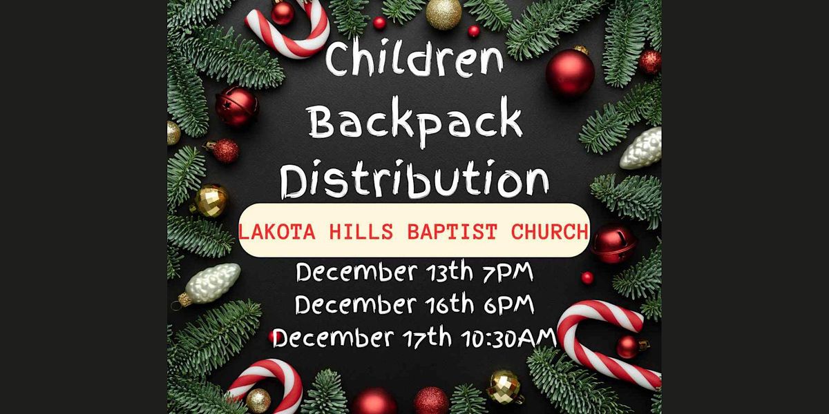 FREE Christmas Backpacks for KIDS! SUNDAY December 17th 1030am
