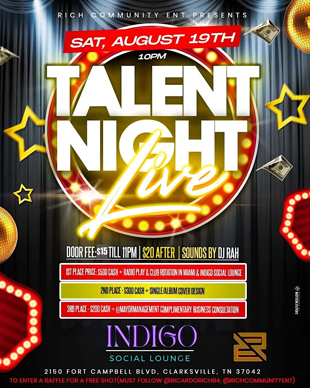 Talent Night Live, Allure Bar & Grill INC. King Crab, Clarksville